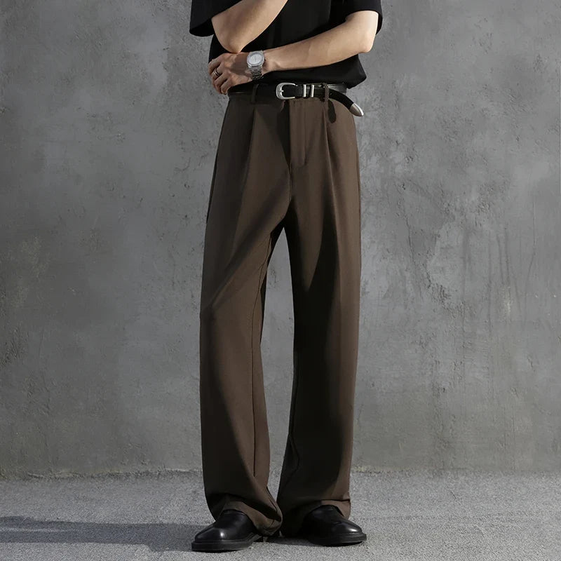 White Luxury Draped Suit Pants Men Fashion Dress Pants Korean Loose Straight Casual Pants Mens Office Formal Trousers Male S-3XL