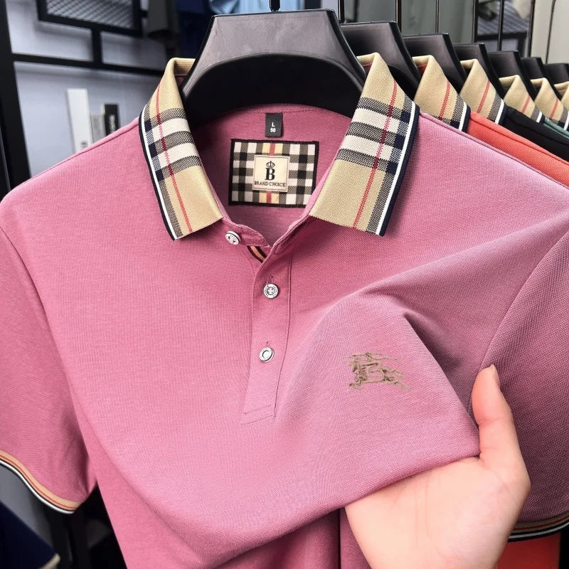 Designer brand men's short sleeve polo shirt new embroidery silky cotton breathable summer Korean fashion casual Paul T-shirt