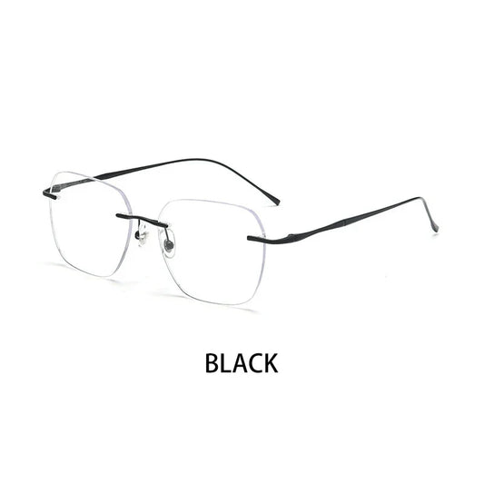 Ultra-light Titanium Rimless Myopia Frames Unisex Simple Square Read Frames Glasses Customized Prescription Glasses F0623