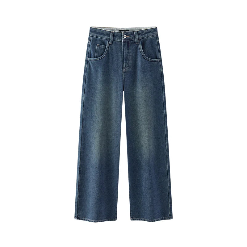 Semir Jeans Women Wide Leg Fleece Lined Comfortable High Waist Winter 2025 New Floor-Length Pants with Leg-Elongating Effect