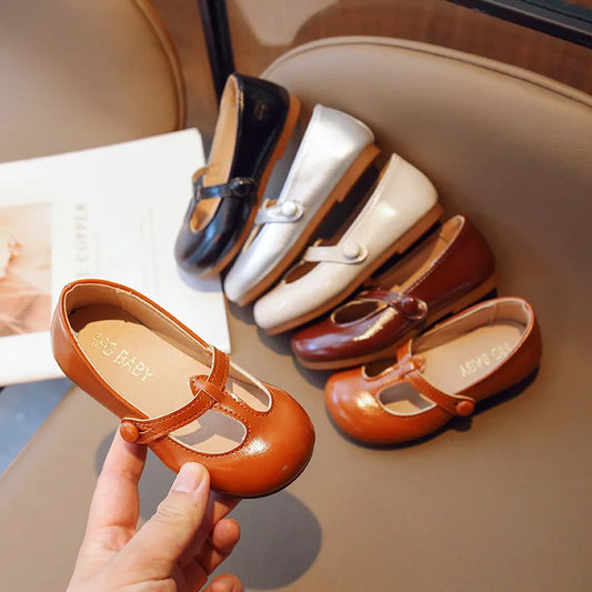 2025 new style soft soled leather shoes for little girls, fashionable and versatile princess shoes, children's college style