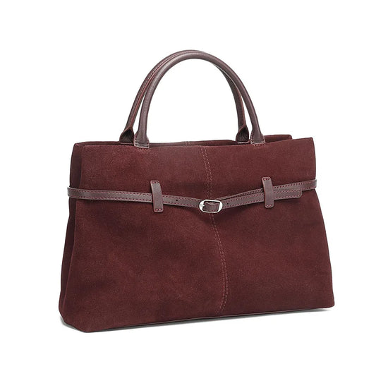 Oversized Suede Leather Briefcase Spacious Handheld Shoulder Crossbody Bag Women Slouchy Commuting Premium Light Luxury Handbag