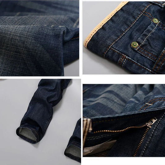 2026 New Men's Jean Spring Autumn Straight Trendy Pants Casual Denim Trousers Men Classic slim Stretch Jeans Fashion