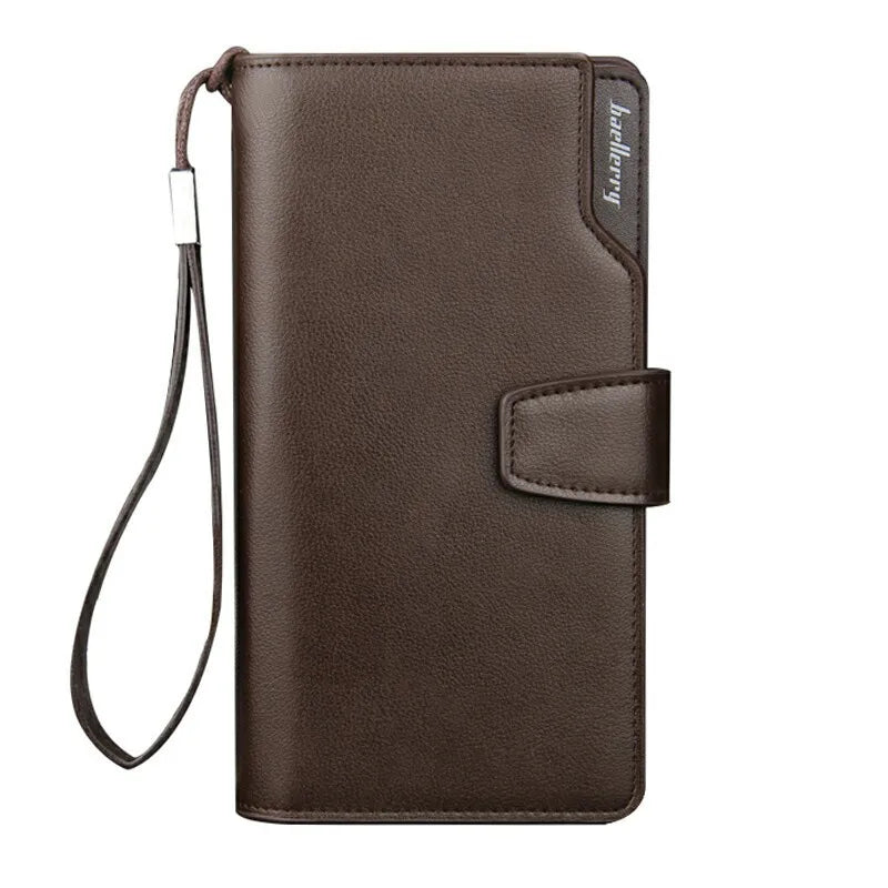 Men's Large Capacity Long Business Wallet Multifunctional Hand-held with Zipper Foreskin Clip Card Holder