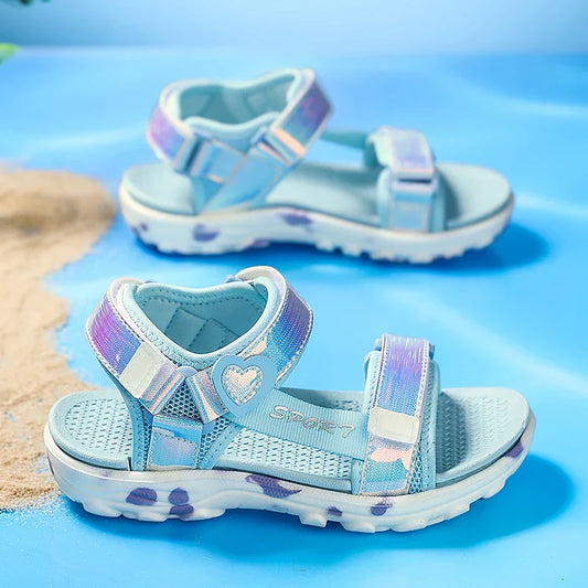 Princess Girls' LED Sandals Children's Toddler Sports Beach Pink blue Girls' Soft Shining Shoes Outdoor Soft Anti-Slip LED Shoe
