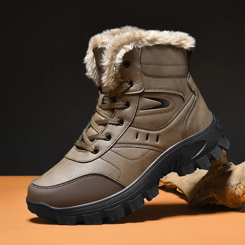 2024 New Winter men boots Slippers Warm Men Shoes Waterproof Non-Slip Plush Sneakers Male leather Boots Plus size 48