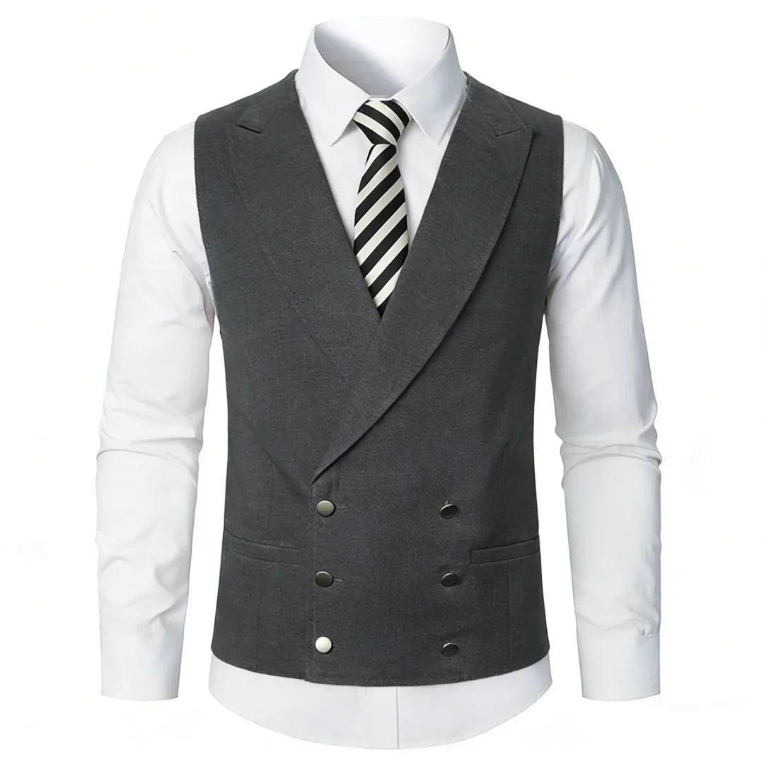 Men Vest Ivory Double Button With Lapel Solid Waistcoat For Wedding Banquet Party Business Office Casual Daily Men Suit Vest