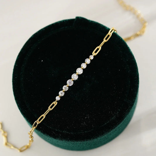 Bracelets en Moissanite pour Femme Chaîne Réglable Argent Sterling 925 Plaqué Or 18K Bracelet Délicat Certifié GRA