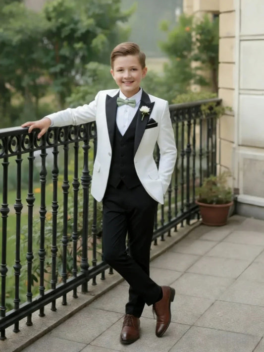 Multi-colors Boys Suits 3 Pieces Jacket Vest Pants Piano Peformance Wear Handsome Elegant Kids Suit Set Wedding Outfit