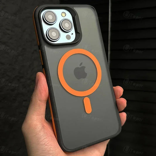 New Bicolor Matte Frosted Magnetic Phone Case For iPhone 17 16 15 14 Plus Pro Max Translucent Shockproof Hard Cover