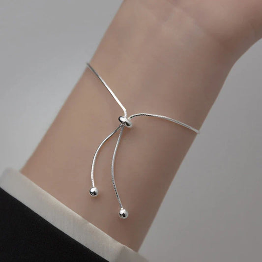 Véritable argent sterling 925 simple chaîne serpent femmes bracelets réglable mode bracelet fête fabrication de bijoux cadeau