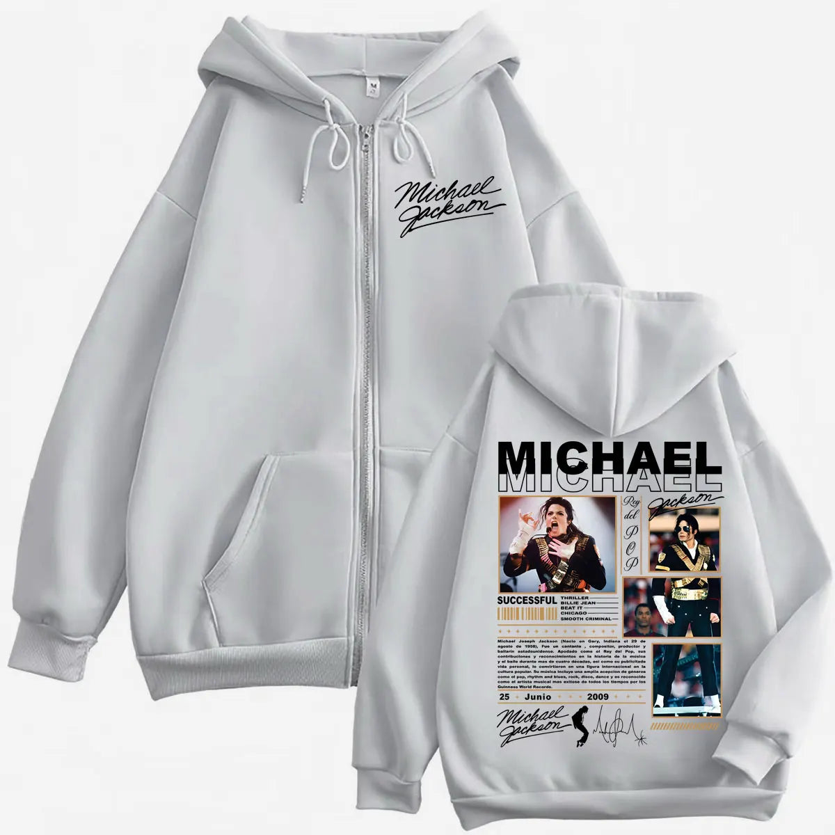 Limited Michael Jackson Classic Merch Zipper Hoodie Vintage Fashion Rock Zip Up Sweatshirts Men Women Casual Oversized Pullovers