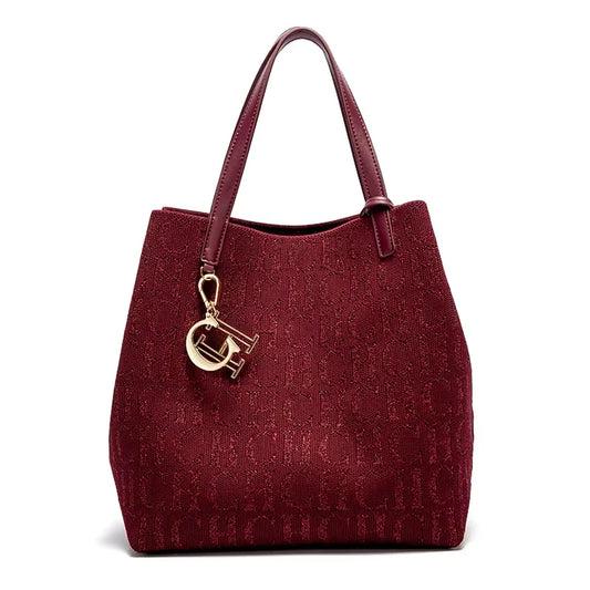 Women's Shoulder Bag Simple Solid Color Gold Letter Printed Design Women's Large Capacity Daily Commuter Bag Women's Handbag