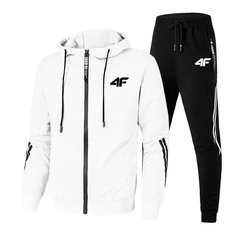 New zipper long-sleeved sportswear set for men, fashionable street style casual wear, soft and comfortable set
