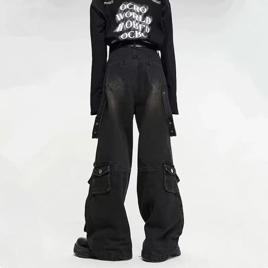 2026 Y2K Streetwear Multiple Pockets Baggy Cargo Jeans Pants For Men Clothing Vintage Loose Women Denim Trousers Pantalon Homme