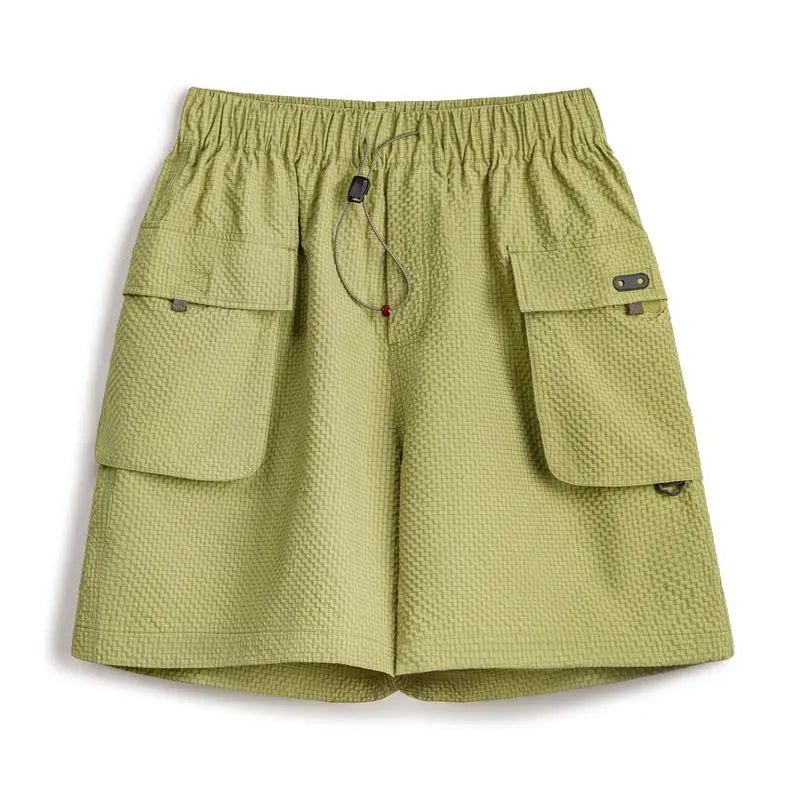 Men's Lightweight Seersucker Five Inch Shorts American Retro Mountain Style Techwear Thin Casual Summer Men Bottoms
