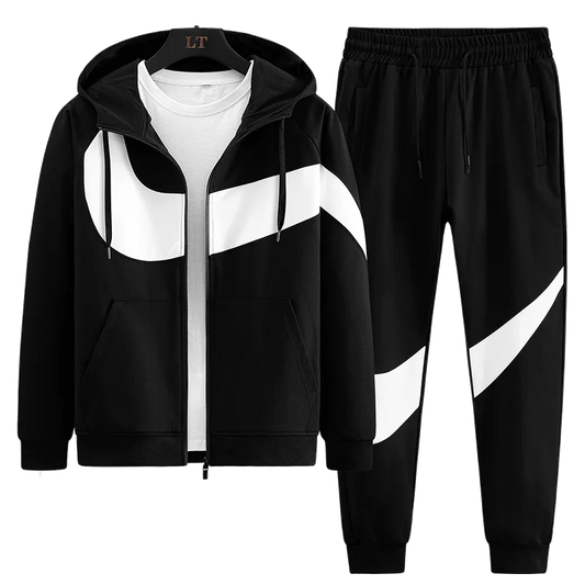 Spring and Autumn Men's Casual Cardigan Hoodie Fashion Sports Set Men's Running Sportswear Two Piece Set
