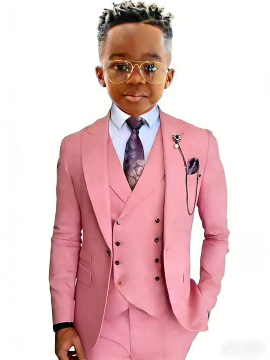 Stylish Kids Suit Set 3 Pieces Wedding Ring Bearer Outfit High Quality Boys Slim Fit Suits Birthday Party Wear Plus Size