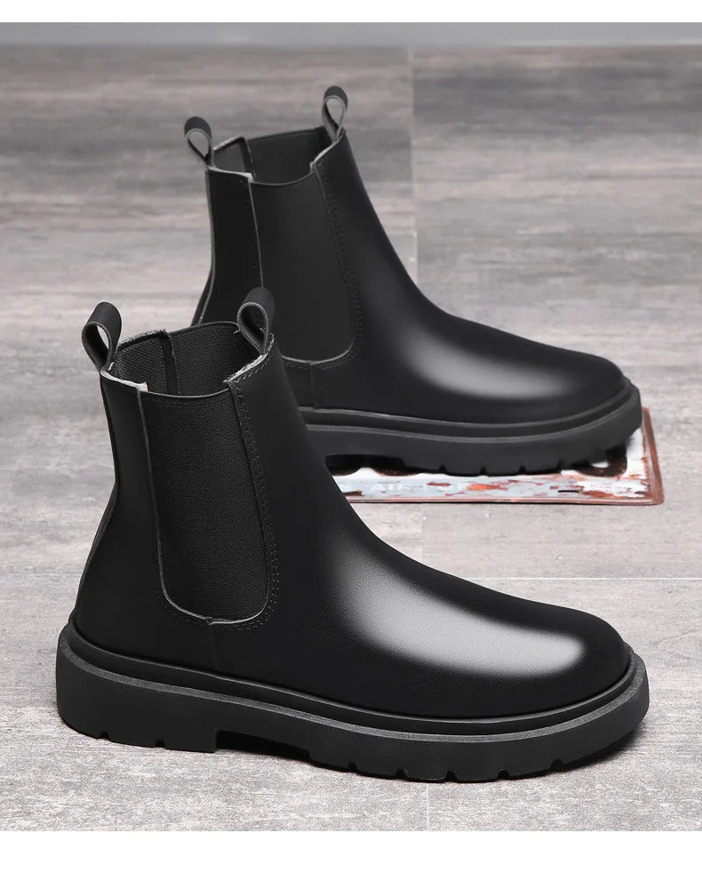 Men's Autumn Chelsea Boots Outdoor high top fashion shoes British style versatile mid top boot Casual comfortable male shoe