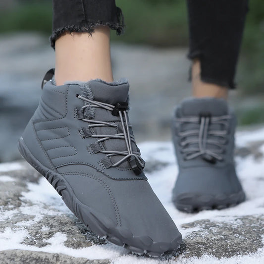 Snow Boots Men Winter Shoes Barefoot Ankle Boots 36-46 Couple Snow Shoes Outdoor Hiking Shoes Fur Warm Plush Boots