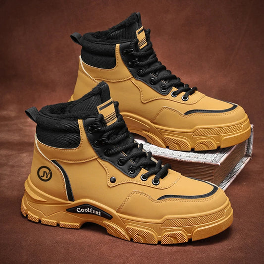 Mens Boots Casual Shoes Winter Platform Leather Designer Luxury Chelsea Cowboy Outdoor Work Safety Ankle Sneakers 2025
