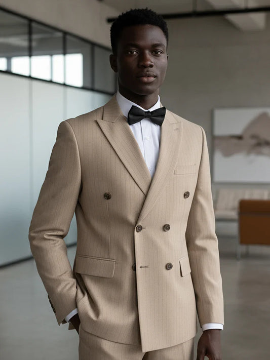 High Quality Striped Suits for Men Slim Fitting Luxury Man Clothing Elegant Mens Suit Wedding Trends Costumes