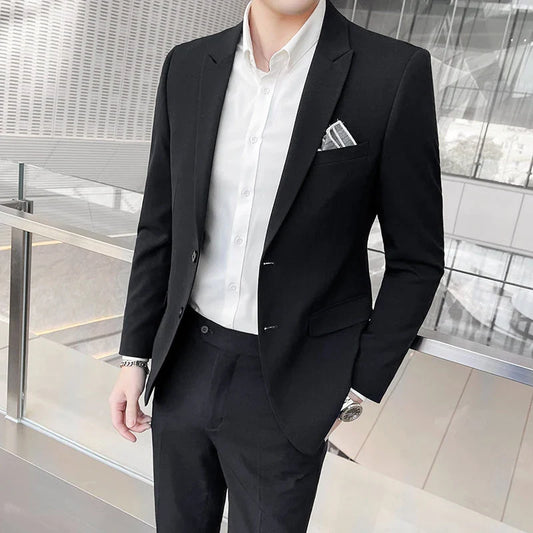2025 Slim Fit Three-Piece Business Suit Set High-End Korean Style Wedding Groom Party Dress Suit Vest Trousers M-4XL