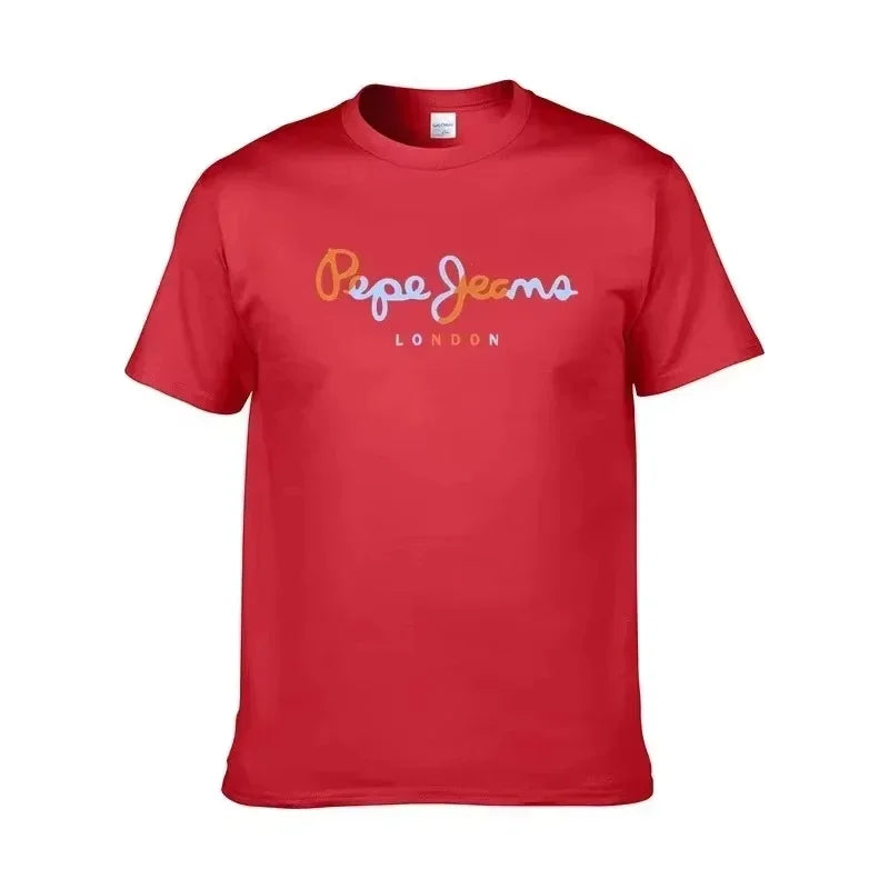 Men's Crew Neck T-Shirt Vibrant Gradient Letter Print Short Sleeve Soft Fabric Casual Daily Top With Stylish Typography