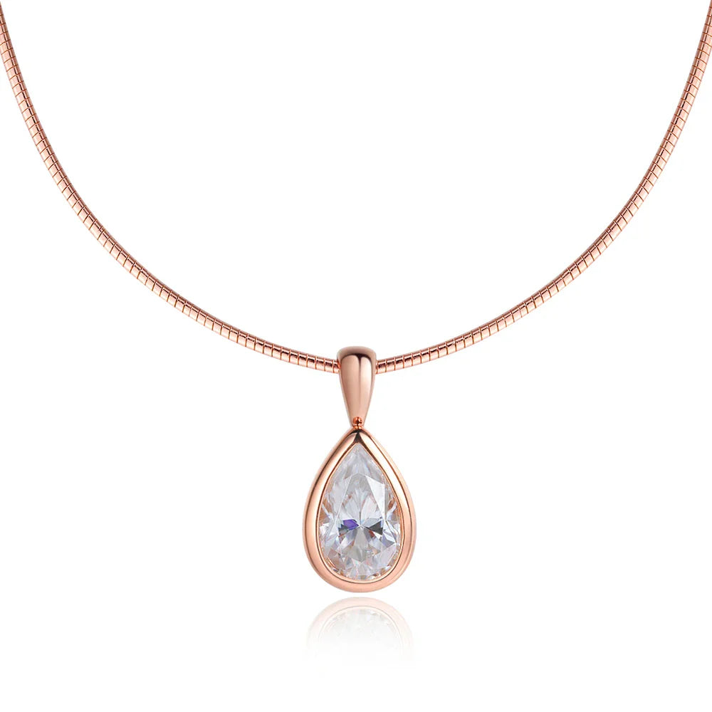 3ct Pear Cut Moissanite Pendant Necklaces for Women Wedding Solitaire s925 Sterling Silver 1.5mm Choker Chain Necklace