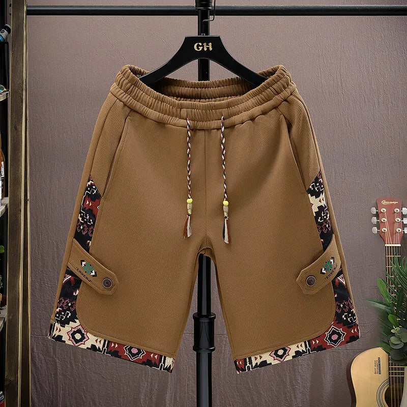 2025 Trendy Summer Embroidery Shorts Men Streetwear Hip Hop Straight Leg Short Pants Casual Sports Five-Point Pants male