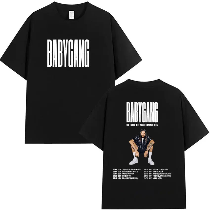 Rappeur Baby Gang Tour 2025 Album Merch T-shirts Men Women Clothing Hip Hop Oversized T Shirt Summer Casual Short Sleeve T-shirt