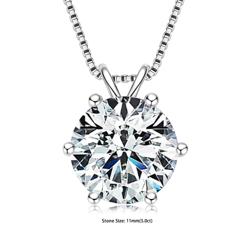 Certified Multi-size Round Moissanite Solitaire Pendant Necklaces 925 Sterling Silver Necklace For Women Jewellry Gifts