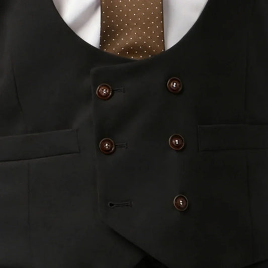 Men Vest White Double Button With Pocket Solid Waistcoat For Wedding Banquet Business Work Office Casual Daily Men Suit Vest