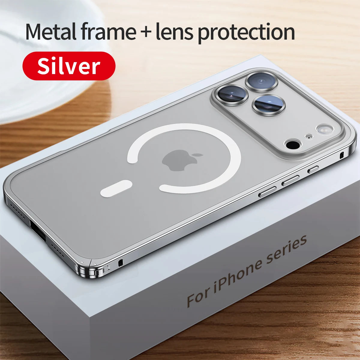 Aluminum Metal Case For iPhone 17 ProMax 16 15 14 13 12 Pro Max Plus with Magsafe Magnetic Charging Lens Glass Protector