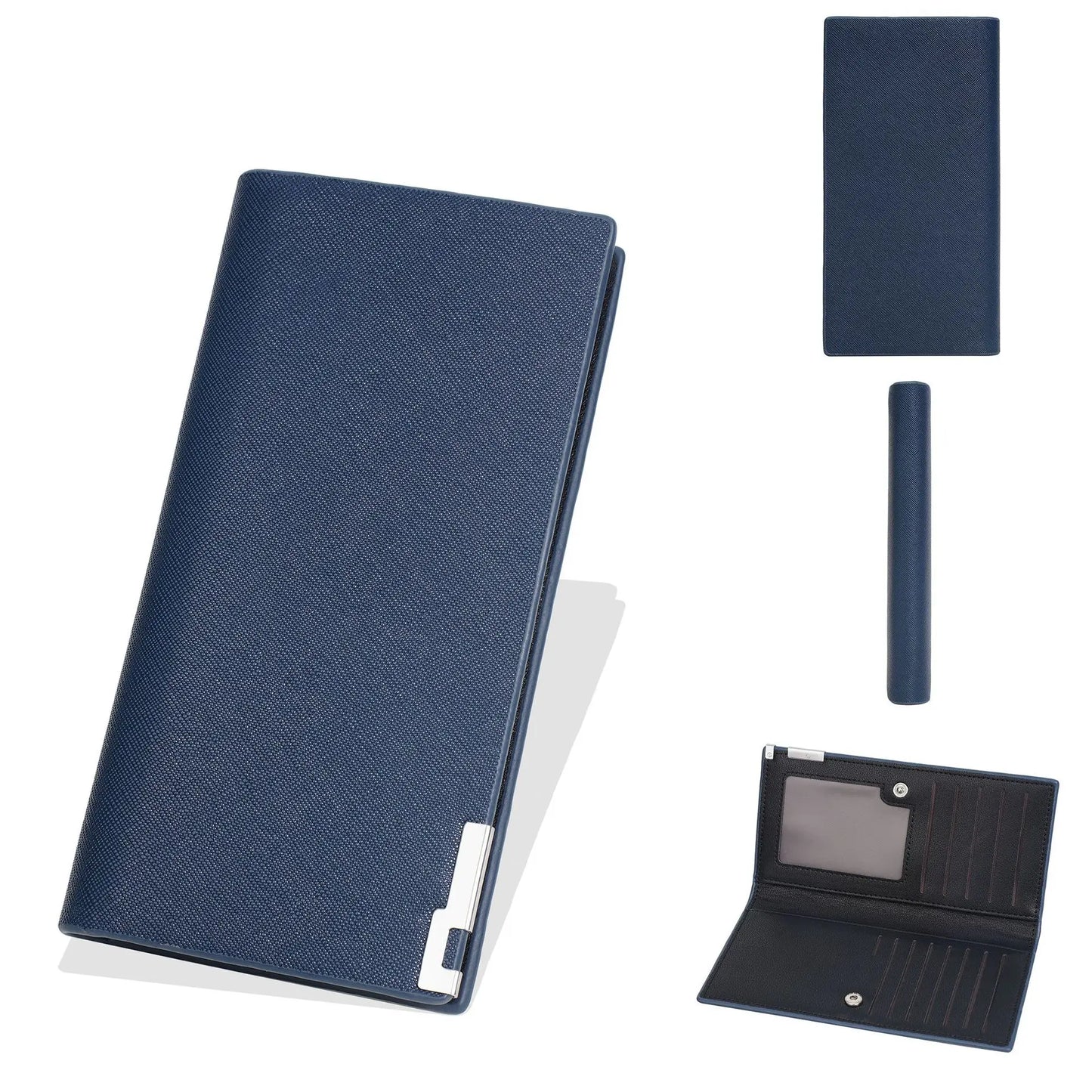 Male Long Ultra-thin Folding Canvas Wallet Simple Retro Fabric Style Linen Money Clip Large Capacity Wallets for Men