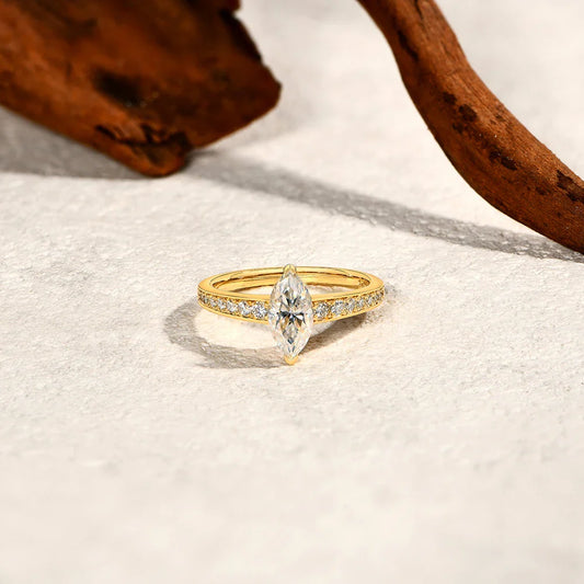 Bague en moissanite 1 carat pour femme, pierre taille marquise 5x10mm, bague de fiançailles ou de mariage de luxe en argent pur S925, bijou fin