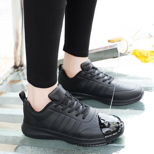 Casual Chef Shoes four Season new Lightweight Soft Sole Comfort Oil proof Men and Women's Chef Business Work Leather Shoe