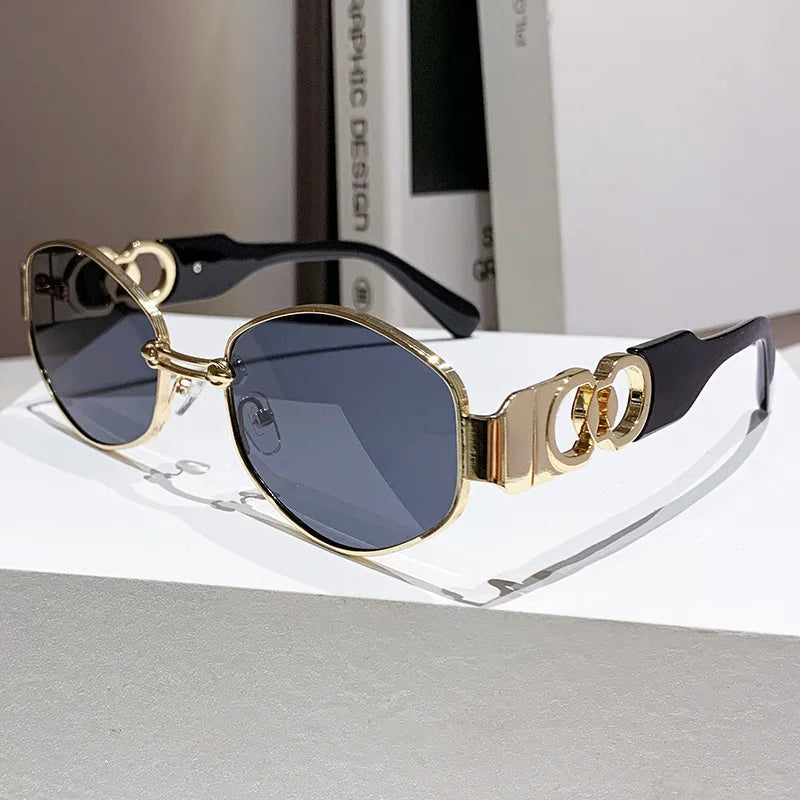 Oval Sunglasses 2025 New Female Metal Internet Celebrity Street Shot Sun Glasses Women Men Retro Photo Sunshade Ladies UV400
