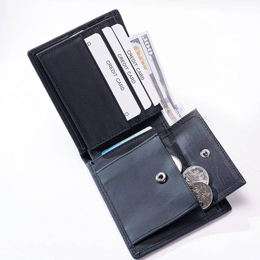 Men's leather wallet RFID Cowhide genuine leather wallet multi-function credit card holder Money bag Men's money clip