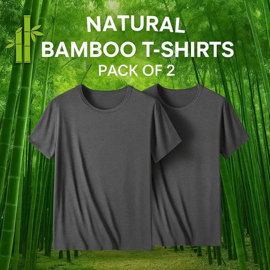 2 Packs Bamboo Fiber Round Neck T-shirts Short Sleeve Classic Tees Sweat-absorbent Gym Man Undershirt Solid Color Tee Black New