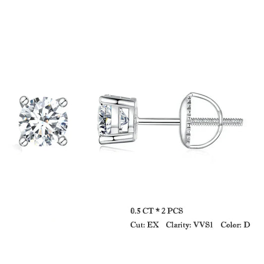 4 Prongs Moissanite Earrings for Women Solid 925 Sterling Silver 2CT VVS1 Lab Diamond Sparkling Classic Wedding Jewelry