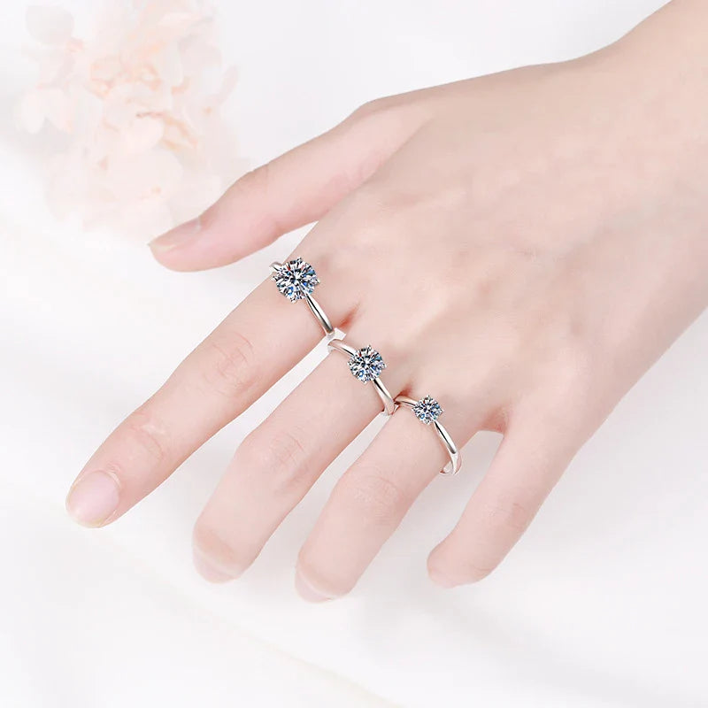 2ct Moissanite Engagement Ring for Women S925 Sterling Silver with Gold Plated Lab Diamond Promise Wedding Band Jewelry