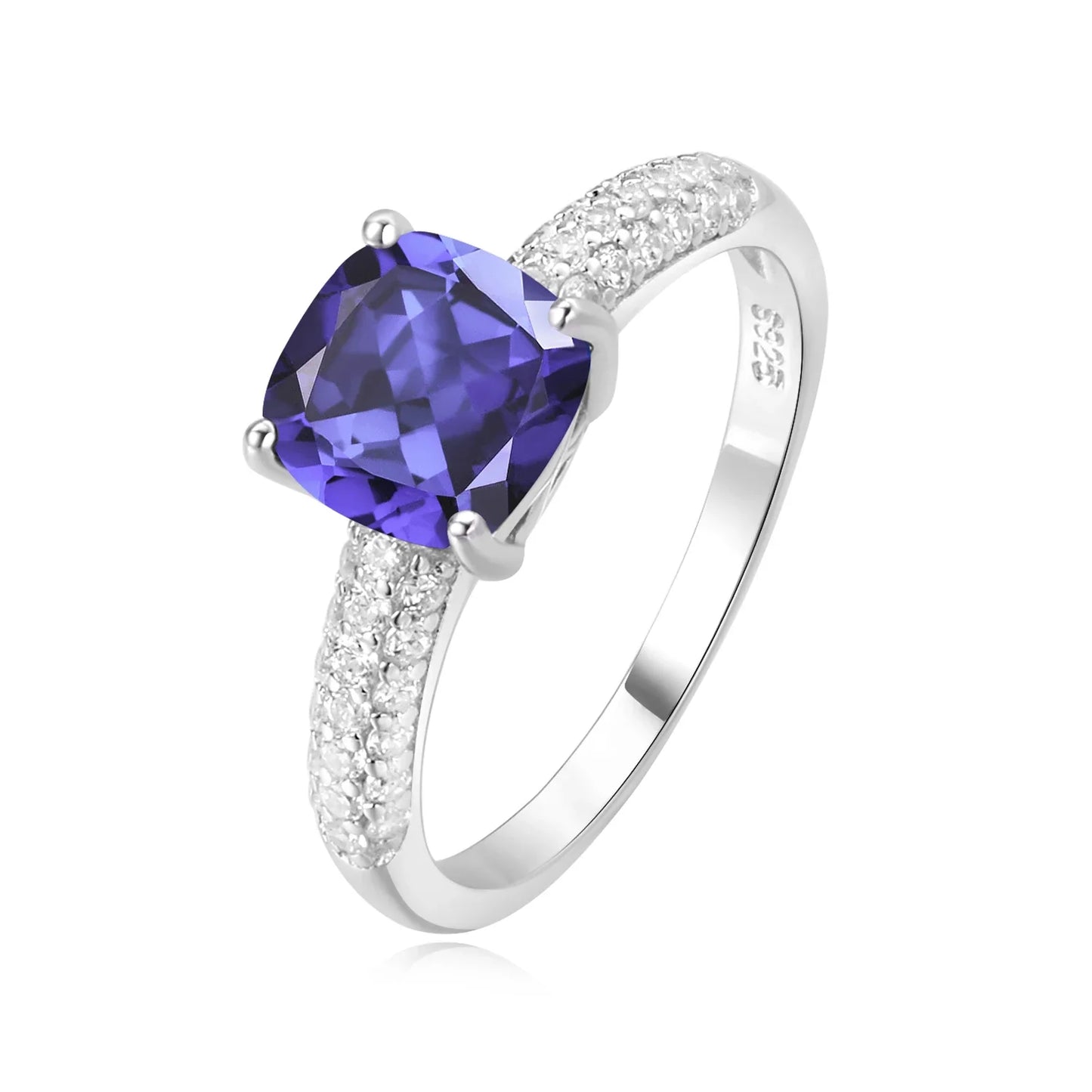 2.22ct Created Sapphire Nano Emerald Tanzanite Solitaire Ring 925 Sterling Silver for Women Daily Party Jewelry sets gift