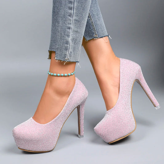 2025 Fashion Shoes Female Basic Women's High Heels Sexy Party Pumps Women Platform Thin Heels Super High Slip on Shoes Women
