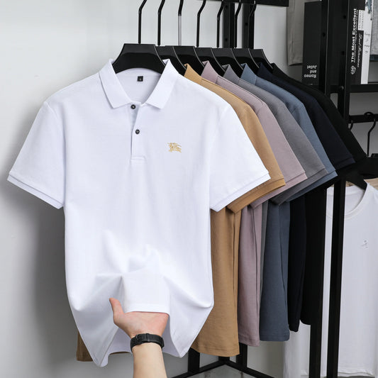 100% high-quality pure cotton men's summer polo T-shirt popular business commuting breathable cozy exquisite luxurious embroider