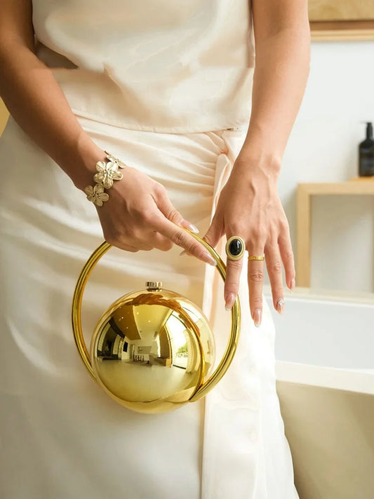 Gold Acrylic Round Ball Hand Bag For Women Handbags Silvery Evening Clutch Handbags Round Ball Purse 2025 Chic