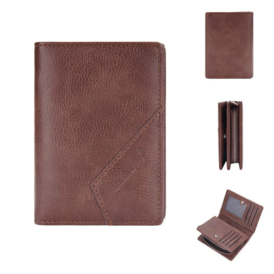 Portefeuille homme en cuir PU, petite et grande capacité, 10 emplacements + pince transparente, doublure durable, design facile d'accès