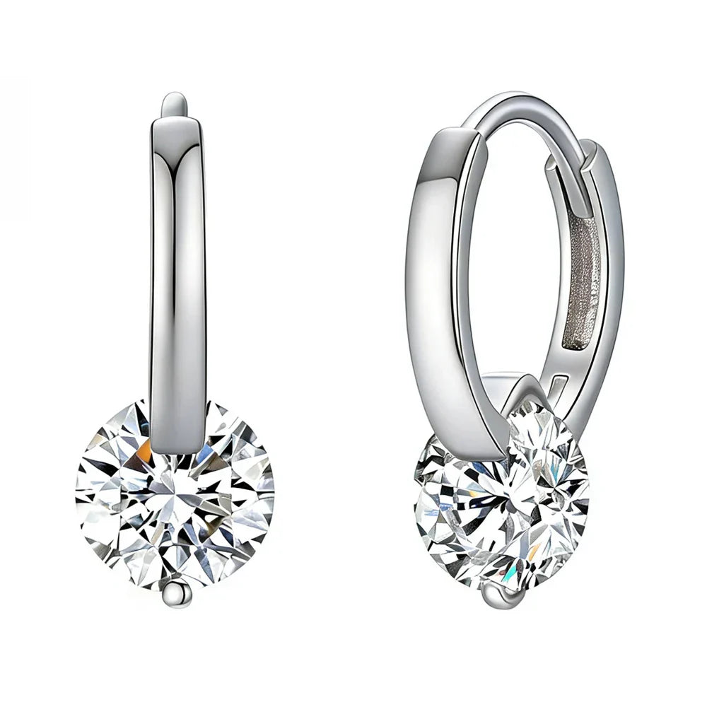 GRA Cerfied 2carat Moissanite Hoop Earrings for Women 925 Sterling Silver 8mm Sparkling Lab Diamond Huggies Earring Fine Jewelry