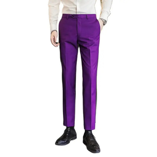 Bright Red Men's Suit Pants, Asian Size Business/office Formal Trousers, Available in Blue, Black, Purple, Gray, Khaki, Green.