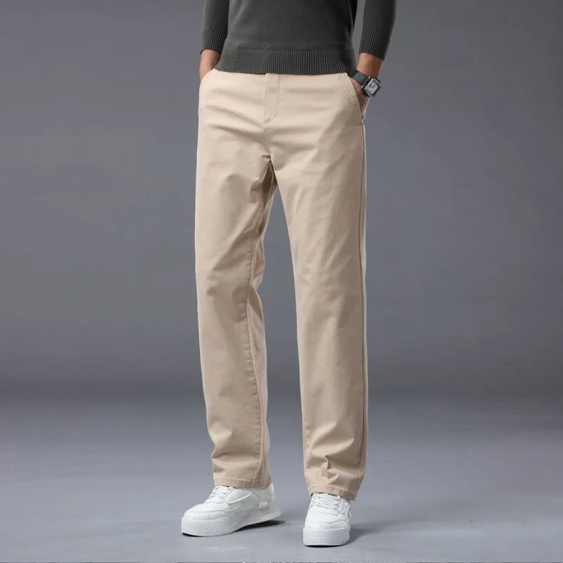 190 Cm Tall Men's Pants Summer Straight Chino Trouser Male Stretch Cotton Office Work Extra Long Leg Length 115 110cm Lengthed